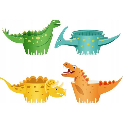 Moldes para cupcakes, muffins, cupcakes, dinosaurio, 8 piezas. (1/3)
