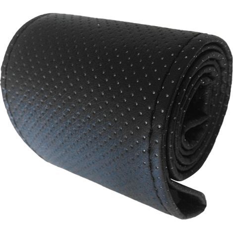 Housse de volant universelle en cuir microfibre perforé cousue main, pour volant de 38 cm de diamètre, noire (1/5)