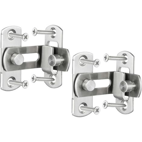 Lot de 2 verrous de porte à angle droit en acier inoxydable à 90° avec vis, pour portes et fenêtres, 7,6 cm (3 pouces). (1/5)