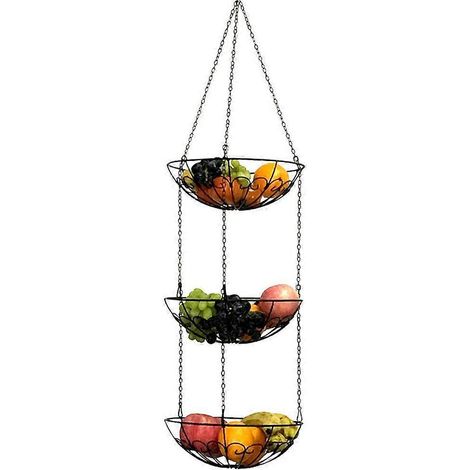 3-stöckiger Hängekorb aus robustem Draht für Obst und Gemüse, Küchendekoration (1/5)