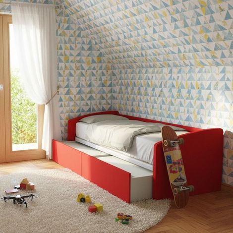 Divano letto singolo con cassettoni: il tuo 3-in-1 salvaspazio - Rosso