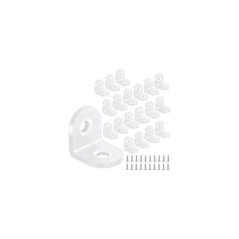 Lot de 20 équerres blanches 20x20mm, en acier carbone Fixation pour meubles en bois, avec vis