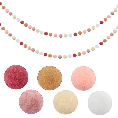 Guirlande de 30 pompons pastel en feutrine colorée (1 pièce), idéale pour décorer vos fêtes. (1/5)