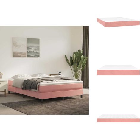 Matelas de lit à ressorts ensachés rose 140x220x20 cm velours - Matelas À Ressorts Ensachés - Matelas À Ressorts Ensachés - Matelas - Meuble De Chambre À Coucher (1/5)