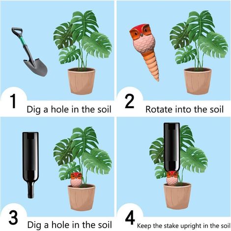 Arroseur automatique en forme de hibou pour plantes, système d'irrigation goutte à goutte auto-arrosant, pichet d'arrosage pour plantes d'intérieur et d'extérieur (1/5)