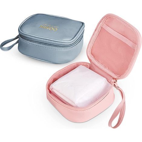 Lot de 2 pochettes de rangement pour serviettes hygiéniques, pochettes pour coupes menstruelles, pochettes portables pour serviettes hygiéniques (1/5)