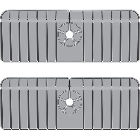Tapis d'égouttage en silicone, 2 pièces, protection anti-éclaboussures pour évier, tapis d'égouttage pour lavabo derrière le robinet, tapis d'évier, tapis égouttoir à vaisselle (gris) (1/5)