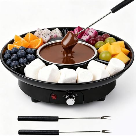 Fondue Au Chocolat: Fondue Chocolat, 2 Niveaux De Température Set à Fondues Au Chocolats avec 2 Fourchettes pour Dessert, Fêtes, Repas De Famille, Dessert, Dîner Et Pique-Nique (1/5)