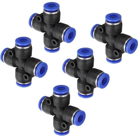 5pcs Raccord En Ligne À Multiples Sorties 6mm (15/64") OD 4 Voies En Plastique Pneumatique À Connexion Par Pression Raccords Pour Tubes À Verrouillage Rapide Connecteurs (1/5)