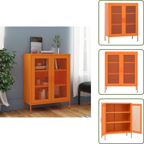 Credenza in acciaio - vidaXL Armadietto Arancione 80x35x101,5 cm in Acciaio - Armadietto con ante in rete