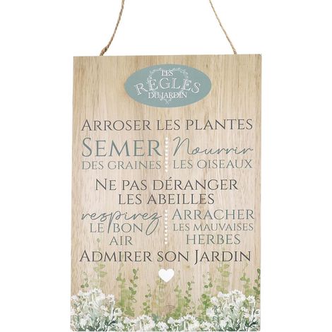 Plaque en bois Règles du jardin 20 x 30 cm (1/4)