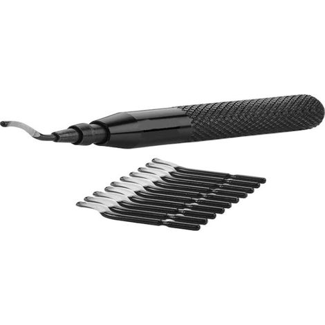 Irovami RB3000 noir + 10 lames, couteau de coupe, coupe-bordures à manche en aluminium, grattoir à coupe rapide, manche entièrement métallique (1/5)