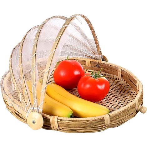 Plateau de service rond en bambou pour le pain et les aliments, convenant aux fruits, desserts, en-cas et tables de cuisine.-AquaForge (1/5)