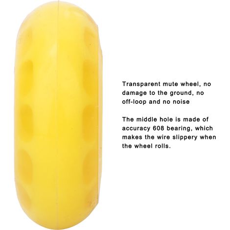 Roulettes jaunes transparentes PU avec roulement 608ZZ accessoires pour chariot à bagages et patins 64x24x8 mm (1/5)