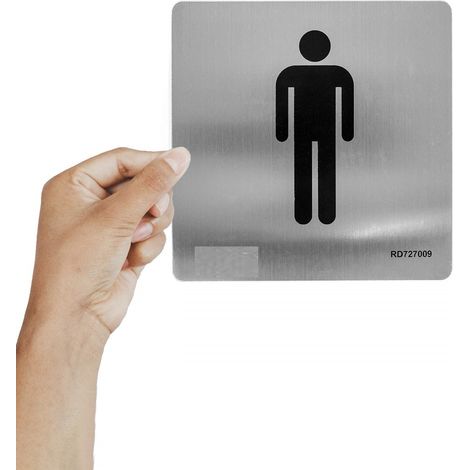 Señal adhesiva Aseos Hombres Acero inoxidable 12x12 cm  Gris (1/5)