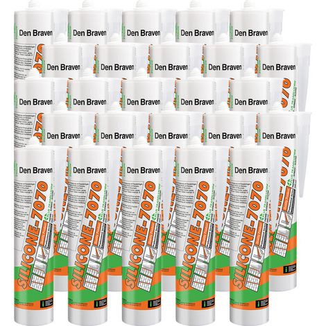 Den Braven – 25x Mastic silicone neutre bâtiment 7070 Plus translucide 300ml – Excellente adhérence sur PVC et aluminium – Joint d’étanchéité pour construction (1/2)
