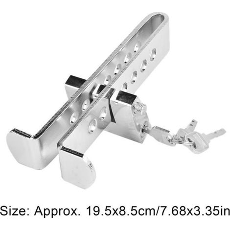 Antivol Pédale de Voiture, Acier Inoxydable 8 Trous Serrure en Embrayage Frein Sécurité Car Brake Pedal Lock avec 3 Clés (1/4)