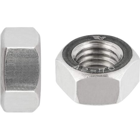 Lot de 100 écrous hexagonaux M10 standard - DIN 934 / ISO 4032 - En acier inoxydable A2 (V2A) - Écrou à vis métrique - Inoxydable (1/5)