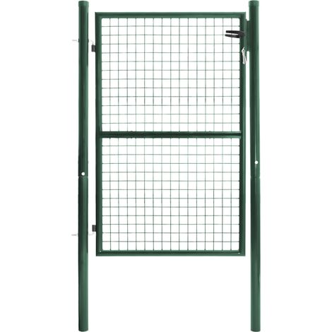 Cancello da giardino in acciaio verde 105 x 125 cm con serratura e maniglia (1/5)