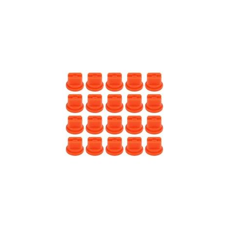 Lot de 20 buses de pulvérisation plates à jet plat en plastique haute pression pour pulvérisateur agricole, pour la protection des plantes, couleur orange. (1/5)