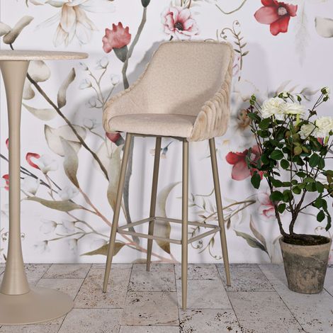 Barhocker Spiti, gepolstert, 2er-Set mit Rückenlehne, Sitzhöhe 78 cm, 52x46x111h cm Cremeweiß (1/5)