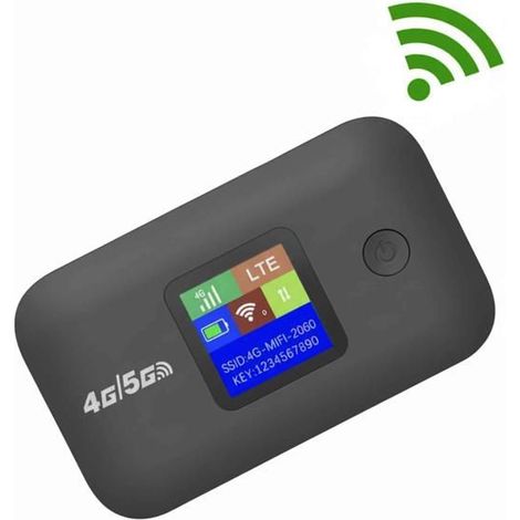 Routeur 4G Portable Hotspot WiFi Mobile 150 Mbps, Batterie 3000 mAh 8-10h, Jusqu'à 10 Appareils, Sécurisé, Compact-Noir (1/5)