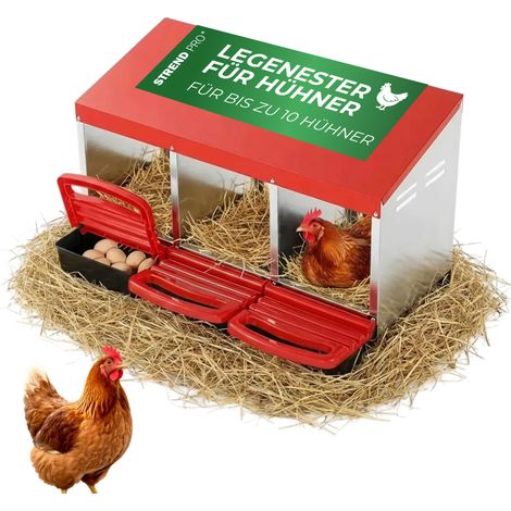 Legenest Strend Pro, für Geflügel, 3-Kammer, Metall, 79,6x47,5x52,5 cm, für 3 Legehennen (1/5)
