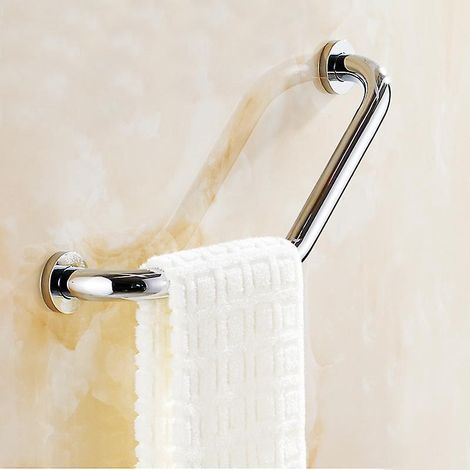 Abgewinkelte Haltegriffe für Dusche, 44 cm (17,3 Zoll) langer Haltegriff für Badezimmer, Badewannenarm, sicherer Haltegriff, rutschfeste, montierte Stangen aus Edelstahl 304