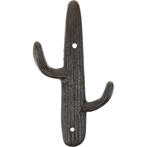 Porte-manteau mural rustique en fonte, en forme de cactus, à double crochet.-17.2X9X2.5CM-Coffee (1/4)