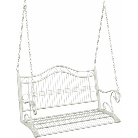 Swing Bench Steel 115 x 61 x 63 cm Antique White vidaXL