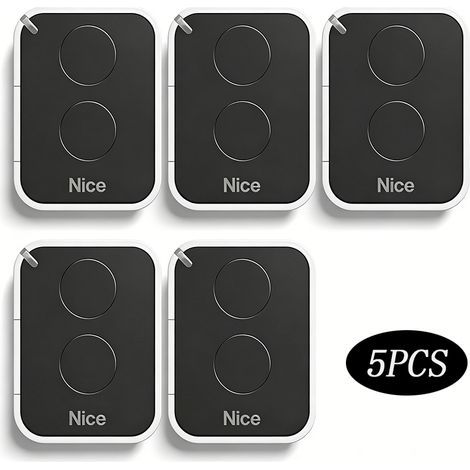 Pack de 5 télécommandes 2 canaux – Fréquence 433.92 MHz – Portée 200 mètres – Compatible motorisations NICE (1/4)