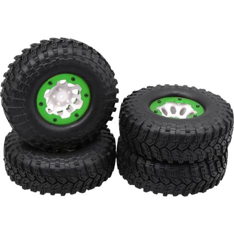 Lot de 4 pneus Beadlock 114 mm 1,9" pour 1/10 RC Crawler Truck Wraith SCX10 Blanc (1/5)