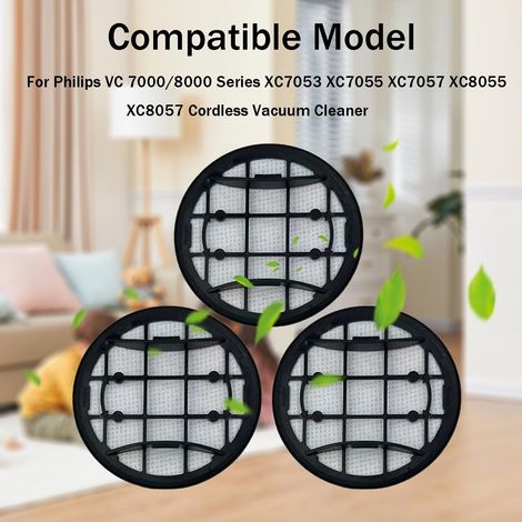 Lot de 3 filtres pour aspirateur Philips VC 7000/8000 séries XC7053, XC7055 et XC7057 (1/5)