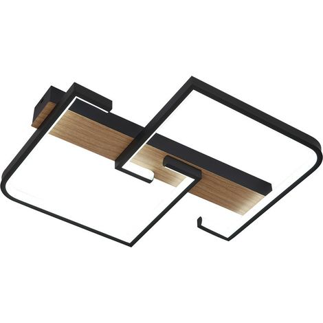Plafon Frondella 76w 3000-4000-6500k Negro/madera 8360  Lm C/remoto,memoria Y Reg.intensidad 6x45x38cm