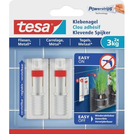 Tesa Clavos adhesivos blancos para superficies lisas (1/2)