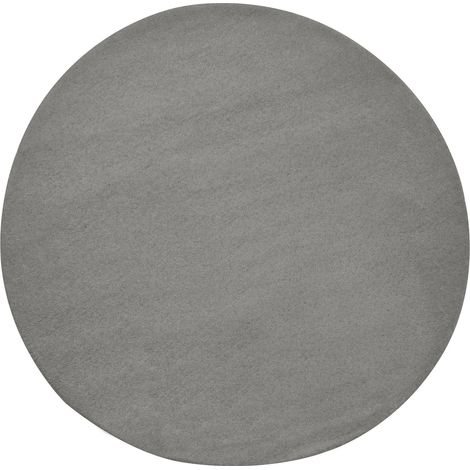 Area Rug Grey Wool 140 cm Hand Tufted Round Shape Accent Rug VASCO