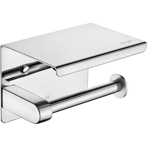 Toilet Paper Holder, Wall Mounted Toilet Paper Holder, 304 Stainless Steel Toilet Roll Holder, Installation with Screws or 3M Self-Adhesive, Silver