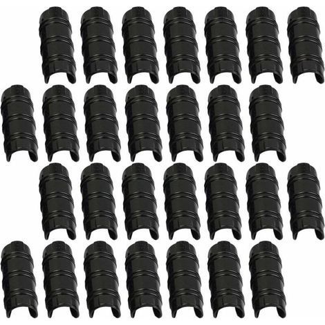 pair 30 Pcs Bâtiments De Jardin Tube Clip PC, Serre Cadre Pinces De Tuyau Tube Film Clip, Noir 20mm (1/4)