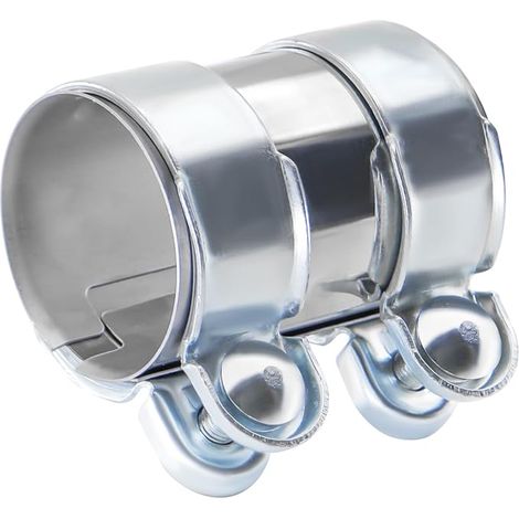Collier de Serrage Collier D'échappement, 60mmx95mm Voitures Acier Inoxydable Tuyau D'échappement Double Pince, Collier Echappement Conduits Universels (1/5)