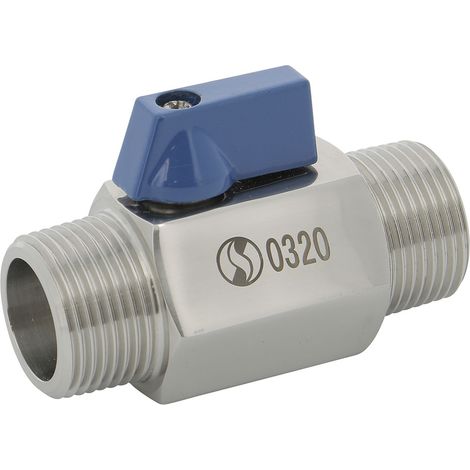 Mini vanne à sphère inox monobloc PN 63 mâle BSP 3/4" (20/27) - Sferaco (1/2)