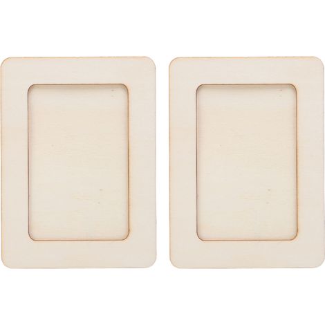 2 Pcs Unfinished Wooden Photo Frame 19.1x14.1cm Paintable Customizable Wood Picture Frame (1/5)