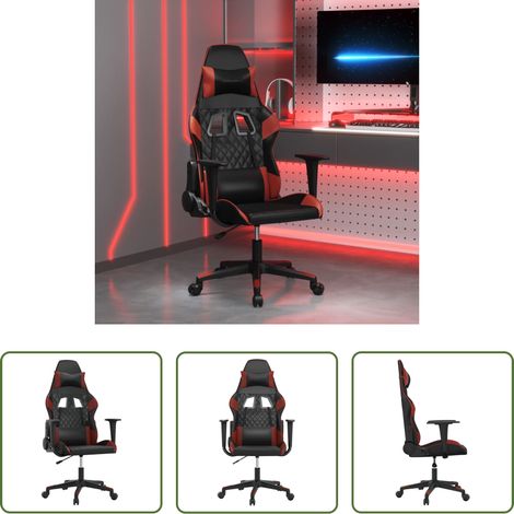 Chaise de massage - Chaise de jeu de massage Noir et rouge bordeaux Similicuir (1/5)