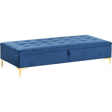 Storage Ottoman ABERDEEN Velvet Navy Blue