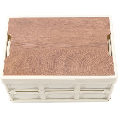 Boîte de rangement pliable en plastique blanc de grande capacité (30 L) avec couvercle, pour la maison ou la voiture (1/5)