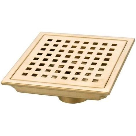 Siphon de Sol de Douche carré en Or brossé, Acier Inoxydable 304 for Grille de déchets de Cuisine de Salle de Bain égouttoir à Grand débit 150MM (1/4)
