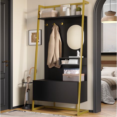 meuble rangement armoire miroir crochets 78 cm noir OKMYHOME (1/5)