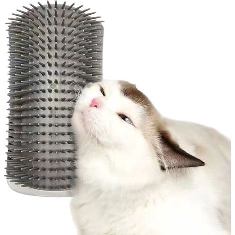 Cepillo suave para gatos con hierba gatera, con función de masaje y rascador, apto para gatos y perros de pelo largo y corto (gris) (1/5)