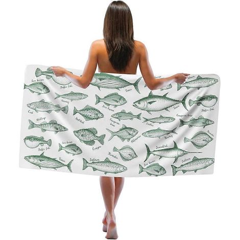 Fish serviette de plage Boho Fishing Sand plage serviettes Fish rapide Dry Bath serviettes pour salle de bain Swimming (1/5)