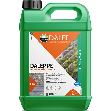 Dalep – Fongicide PE prêt à l'emploi 30L – Antimousse pour toiture et murs – Élimine mousses, algues et lichens – Efficace en 12h – Biodégradable