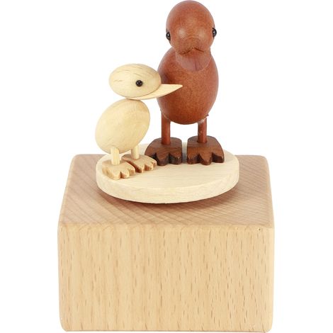 Carrousel musical en bois boîte à musique animale tournante canard cadeau Saint-Valentin mariage décoration table (1/5)